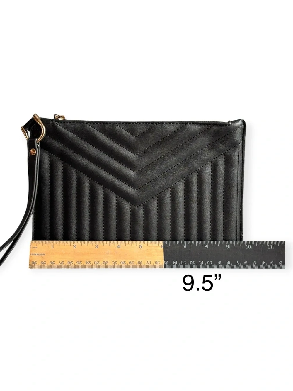 A New Day Black Chevron Quilted Faux Leather Wristlet Clutch